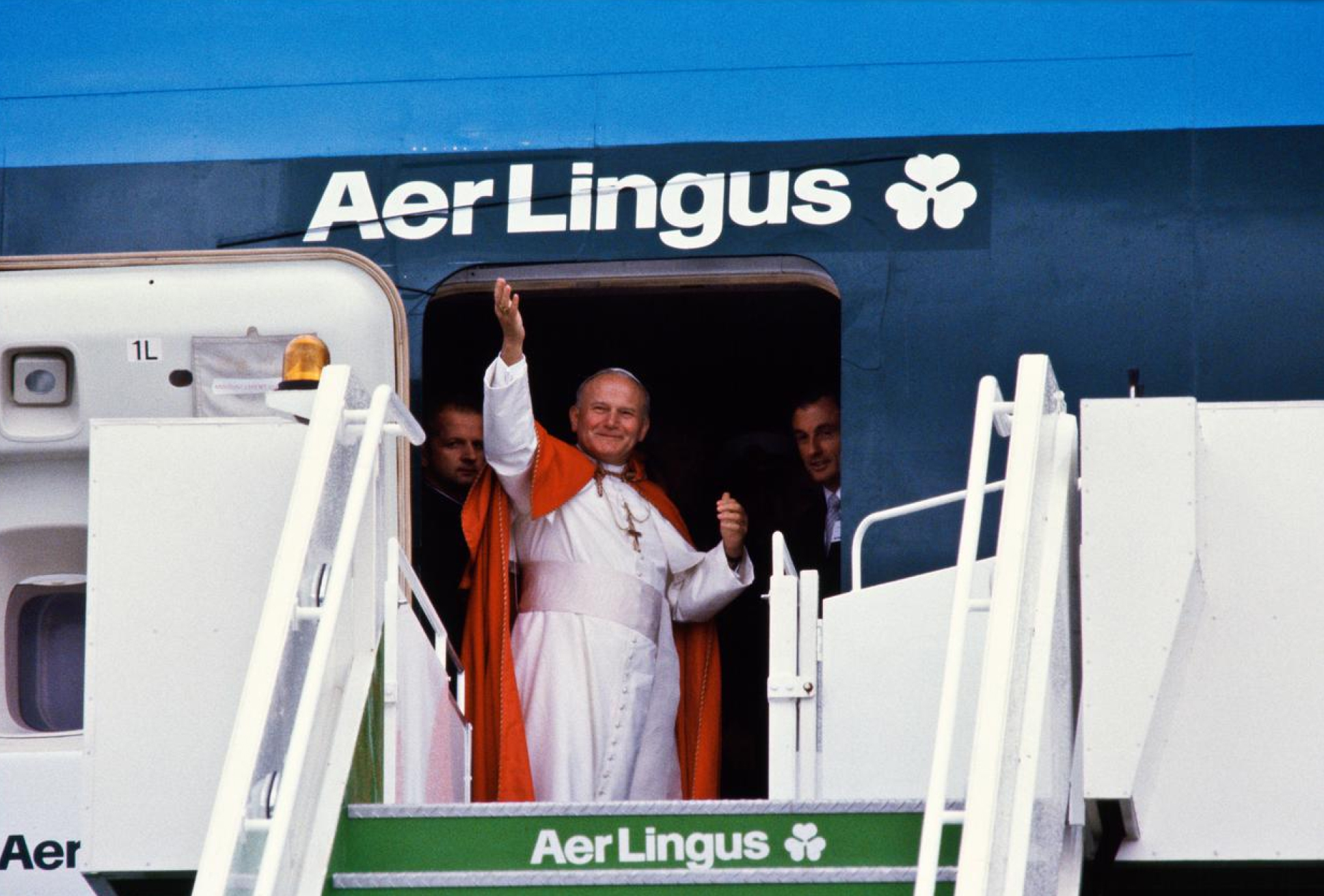 Pope John Paul II arrives on Aer Lingus during his trip to Ireland, 1978