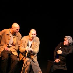 Mike Dees, Charlie DelMarcelle, and Jared Michael Delaney in <em>Trad</em> Photo: Katie Reing