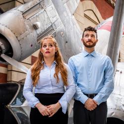 Rachel Brodeur and Liam Mulshine in a promotional image for A Holy Show. Photo: Wide Eyed Studios