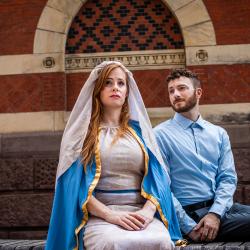 Rachel Brodeur and Liam Mulshine in a promotional image for A Holy Show. Photo: Wide Eyed Studios